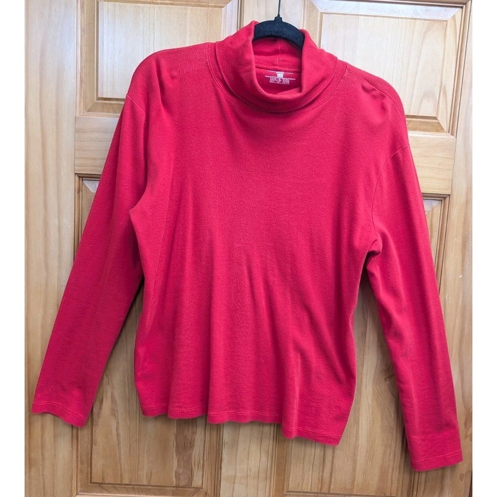 Jones New York Sport Women's XL Red Turtleneck Long Sleeves Top Shirt Cotton